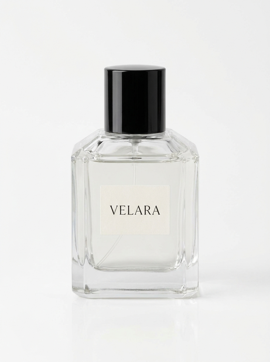 A conventional perfume bottle, marked as a product to avoid
